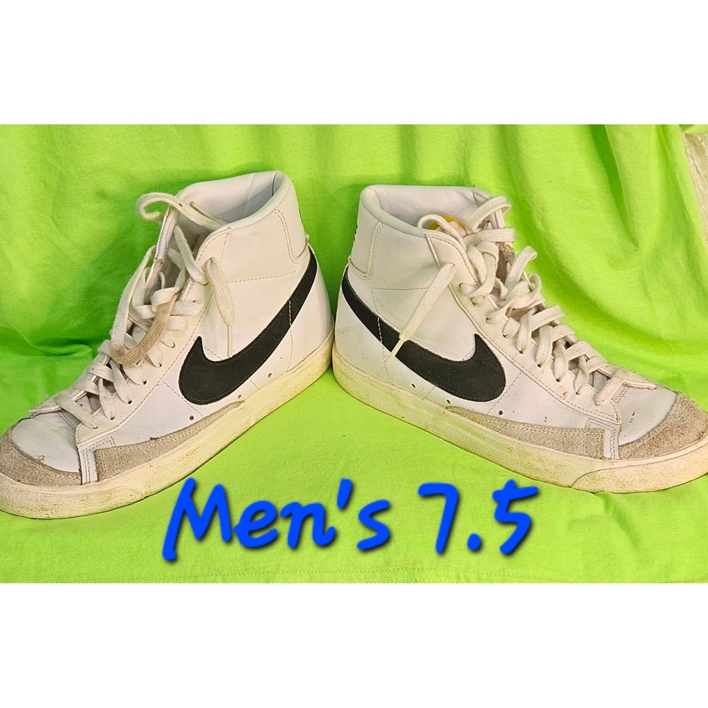 Nike Blazer Mid 77 Vintage Mens 7.5 White Black BQ6806-100 High Top Sneakers